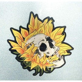 Pegatina de calavera de girasol para coche, calcomanía de vinilo para ventana, camión, ventana, coche, parachoques, laptop, motocicleta, casco de motocicleta, 4 pulgadas
