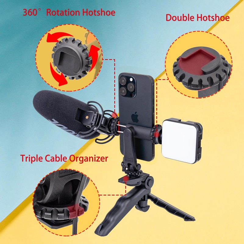 Zeadio Mini Smartphone Tripod Grip, Desktop Tabletop Stabilizer Tripod with