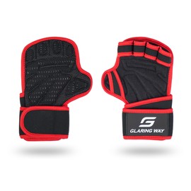 Glaring Way Workout Gloves Women & Men - Weightlifting Gloves for Men & Women with Silicone Padding, Ventilation & Wrist Wraps - Gym/Cycling (Red, X-Large)