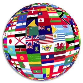Flag Globe World - 100 Pack Circle Stickers 3 Inch - International Travel Planet