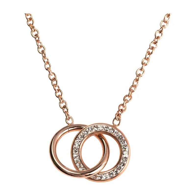 Collar Acero Inoxidable Mujer Zirconia Cúbica Luckyly Color Oro rosa