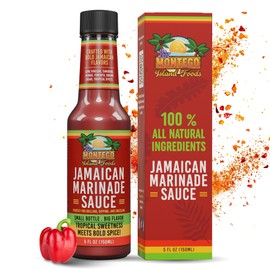 Montego Island Foods Jamaican Marinade Sauce – Bold Island Flavor with All-Natural Ingredients: Tamarind, Mango, Plump Juicy Raisins, Scotch Bonnet Peppers & Island Spices – 5oz Small-Batch Sauce for Grilling, Dipping & Drizzling