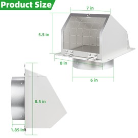 6" Exhaust Vent Cover Outdoor,Wall Vent Hood Dryer Vent Cover Outside Vent Cover Exterior Air Vents for Range Hood HVAC Duct House,Wall Mount Extractor Vent Cap with Openable Screen and Cushioned Flap
