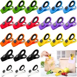 Clips para Bolsas de Alimentos 24 Piezas, Pinzas para Cerrar Bolsas de Comida con Imán para Refrigerador, Adecuado para Almacenamiento de Alimentos, Sellado Hermético Aperitivos, 8 Colores