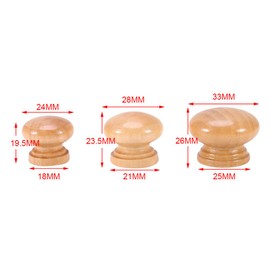 10Pcs S/M/L Wooden Drawer Wardrobe Door Cabinet Knob Wood Handle Round Mushroom Cabinet Closet Drawer Handles with Screws, Cabinet Furniture Drawer Knobs Pulls Handles(33MM)