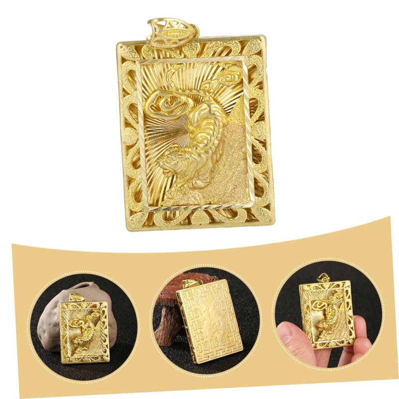 DOITOOL 2pcs Antique Brass Zodiac Tiger Pendant Lightweight Hanging Decor