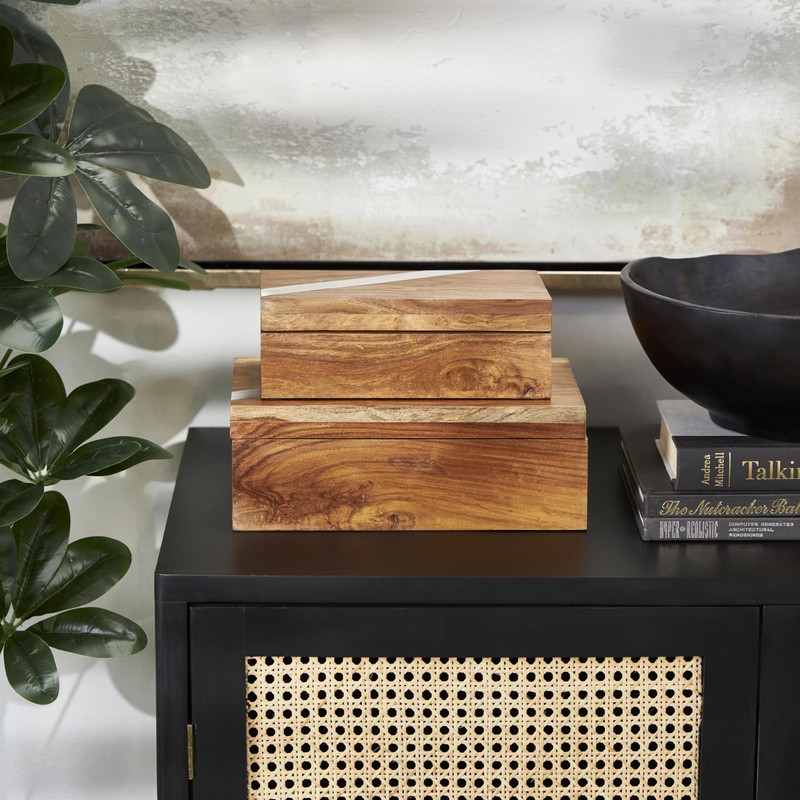 Deco 79 Mango Wood Decorative Box Decorative Keepsake Boxes with