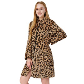 SIORO Fleece Robes for Women Plush Zipper Front Bathrobe Knee Length Warm Housecoat Long Sleeve Cozy Sleepwear with Pockets