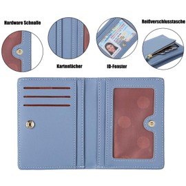 RRANCharltu Women's Small Leather Purse, Short Women's Mini Purse with Zip, Coin Compartment, Wallet, blue