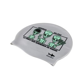 escualo Gorra para Natacion Unisex Adultos y Niños Modelo Aliens (Silicon) Impermeable, Unitalla, Color Gris
