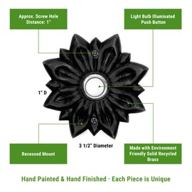 Waterwood Solid Brass Radiance Doorbell in Black - Wired & Illuminated Push Button from Environmentally Friendly Recycled Material