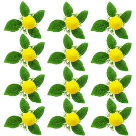 WINGFISH Napkin Rings Set of 12 Farmhouse Napkin Rings for Dinning Table (Lemon), Natural Brown