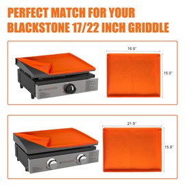 Griddle Cover for Blackstone 36"28"22"17" Inch Griddle,Silicone Griddle Mat for Blackstone,Blackstone Griddle Accessories,Heavy Duty Food Grade Silicone Grill Cover (Orange, 17in)