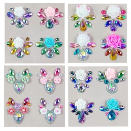 16 Clors Rainbow 3D Rhinestone Crystal Tattoo Sticker Eyebrow drill Glitter Eyeliner Eyebrow Makeup Face Eyes Diamond Temporary Tattoo for Women Festival Accessory DIY Decorations