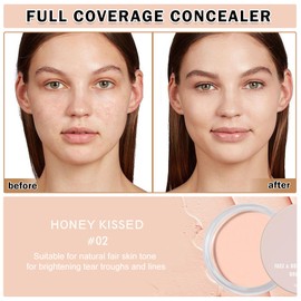 QIUFSSE Under Eye Concealer for Dark Circles Color Correcting,Pro Concealer Full Coverage Tattoo Cover up Makeup,Under Eye Brightener,Long-lasting Corrector de Ojeras (02 Honey Kissed)
