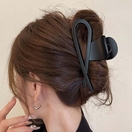 Sttiafay Big Hair Claw Clips Black Matte Claw Clips Plastic Claws Hair Clips Acrylic Large Claw Clips Nonslip Strong Hold Hair Clips Double Row Claw Hair Clips Jaw Clips Barrettes