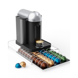 Storage Drawer for Nespresso Vertuo Coffee Pod Holder for Counter Acrylic Coffee Capsule Organizer - 40 Pods