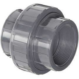 Spears 898 Series PVC Pipe Fitting, Union with EPDM O-Ring, Schedule 80, 1/2" NPT Female