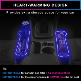 SUYUDSM LED Car Seat Gap Filler Organizer, Upgraded Music Rhythm Mode LED Light Car Gap Filler with Cup Holder USB and Type-C Charger 10 Light Modes (2 Pack)