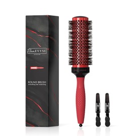 Round Brush for Blow Drying, Ceramic Coated Hair Brush with Sectioning Pick, Anti-Slip Handle, Extended Barrel for Faster Drying, Adds Volume & Shine, Salon Styling (1.7inch)