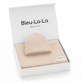 Bleu La La Luxe Collection 100% Organic Luxury Knit Baby Blanket + Hat Set (Oatmeal)