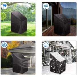 Patio Chair Covers for Outdoor Furniture Waterproof, Heavy Duty Stackable Chairs Cover with Adjustable Hem Cord for Better Fit, Large Cover for Lounge Deep Seat , Black, All Weather Protection (Black)