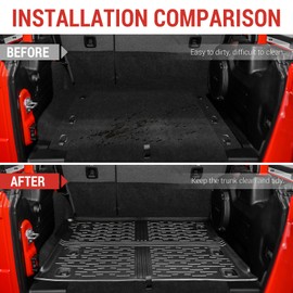 Utiiy Trunk Mat Fit for 2018-2024 Jeep Wrangler JL Unlimited 4X4 with Subwoofer Cargo Mat TPE Cargo Liners Trunk Floor Mat for Jeep Wrangler JL 4 Door Accessories 2023 2024(Not Fit 4XE)
