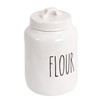 TRUU DESIGN Farmhouse Modern Ceramic Flour Jar,Creamy White, Wording "