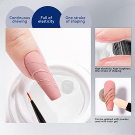 BSMKCL Spider Gel for Nails Art, 3D Clear Spider Gel Elastic Painting Wire Drawing Nail Art Polish Apply with Chrome Powder for Line Sculpting Gel Soak Off UV LED Gel Polish Manicure DIY Nail Designs