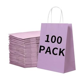 BAG BOX Paper Bags (Purple, 5.9 * 3.2 * 8.3 Inch (Pack of 100))