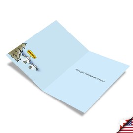 NobleWorks - Christmas Card with Envelope (4.63 x 6.75 Inch) - Cartoon Xmas Notecard Winter Holiday Card for Kids, Adults - Recalculating 5759