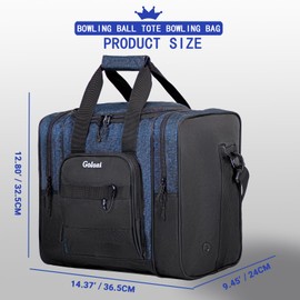 Goloni Bowling Ball Bag for Single Ball with Padded Ball Holder, 2 Pockets fit Bowling Shoes Up to Mens Size 14 and Accessories