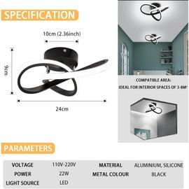 KEPHTH Modern LED Ceiling Light 22W 6000K White Light Flower Shape Hallway Lamp Mini Artistic Lamp Modern LED Close to Ceiling Lighting for Bedroom Kitchen, Living Room, Office, Stair, 22W