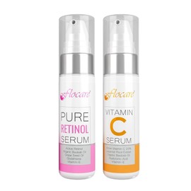 Combo Pack - 20% Vitamin C Day Time Face Serum 50 ml and 1% Retinol Night Face Serum 50 ml. Paraben Free & pH balanced. Enriched with baobab oil, hyaluronic acid and Vitamin e for intense moisturising.