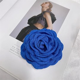 Dainty Fabric Peony Flower Brooches Pin Delicate Camellia Flower Brooch Classic for Women Party Dance Banquet Elegant Lapel Pins Dress Suit Clothes Accessories Jewelry Gifts 100mm (Blue)