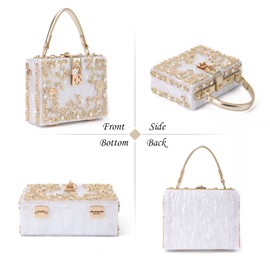 KUANG! Acrylic Flower Clutch Evening Bag Fashion Rhinestones Tote Box Handbags Purse for Banquet Party