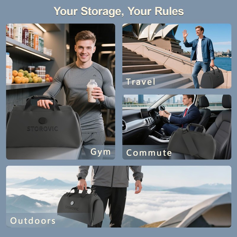 STOROVIC Deodorizing Travel Bag - Multi-Compartment, Water-Resistant, Odor Elimination for