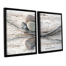 ArtWall Elana Ray's Still Life Sticks Stones 2 Piece Floater Framed Canvas Set, 32 x 48