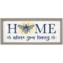 Simply Said, INC Spring Farmhouse Frames Bee Sign, Home Is Where Your Honey Is, 10 x 24 inch Rustic Wood Decor, Made in USA, FF1273