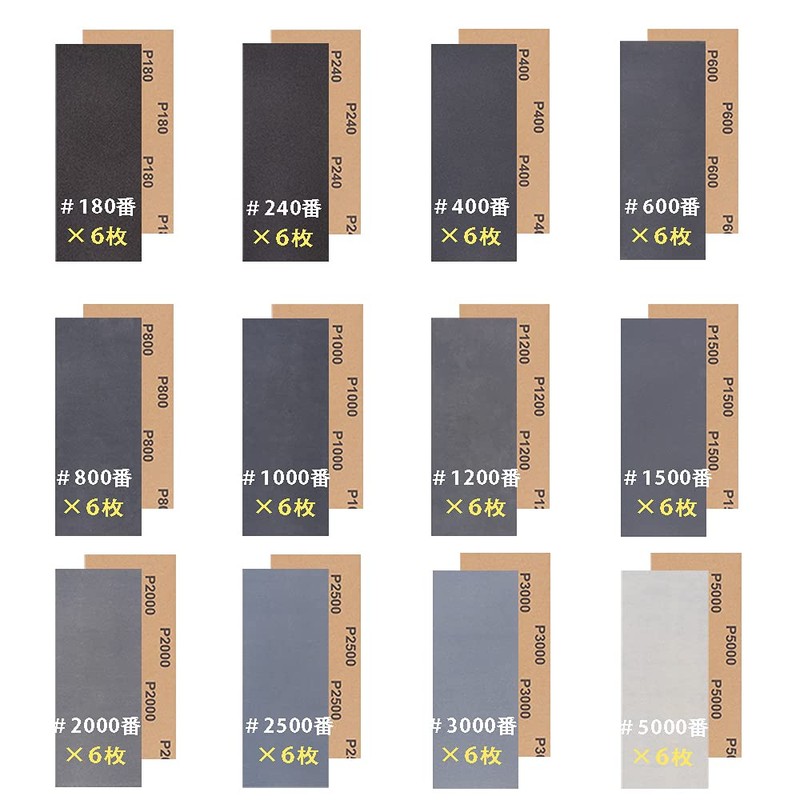 Sandpaper, 72 Sheets Total, Paper File, Sandpaper, Water Resistant Paper,