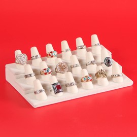 Coward 18 Holders Ring Display Stand, Beige Velvet Rings Display Holder for Jewelry Storage Drawer Ring Organizer (beige)