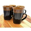 Royal Norfolk Brown/black Stoneware 14 oz Coffee Mugs Dinnerware Cups-Set