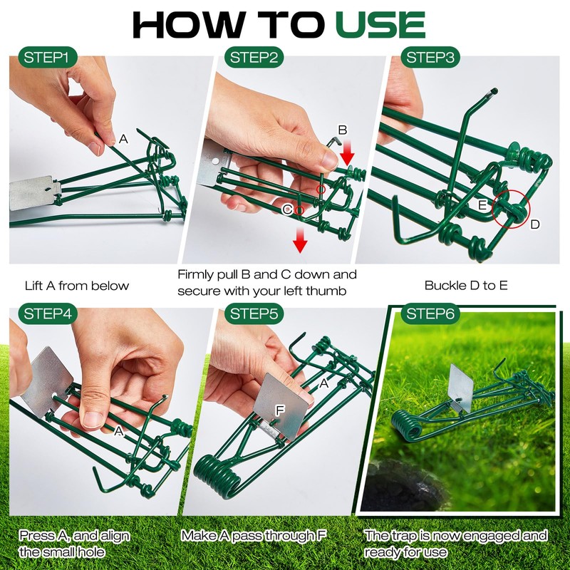 Qualirey 24 Pcs Outdoor Gopher Trap Easy Set Mole Trap