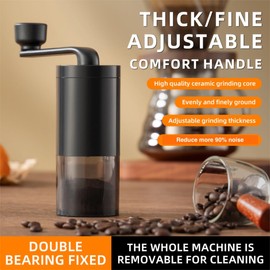 DeeKleen Manual Conical Burr Coffee Grinder, Ceramic Mill, Hand Crank,Portable,Perfect for Espresso maker at home,Travel,Camping,Internal Adjustable Setting, Visible Powder Bin