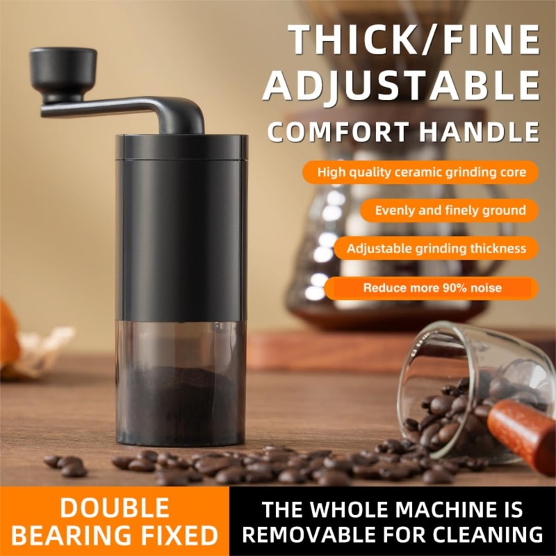 DeeKleen Manual Conical Burr Coffee Grinder, Ceramic Mill, Hand Crank,Portable,Perfect