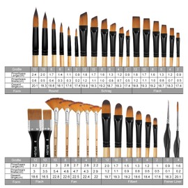 TOSUTO Acrylic Paint Brush Set, 42-Piece Brush Set, Paint Brush Set, Artist Brush, Acrylic Brush Set, High-Quality Brushes with Wooden Handles, Fine Painting Brushes for Acrylic, Watercolour, Oil,