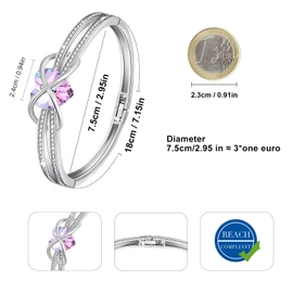 GEORGE · SMITH Heart Bracelet for Women Blue Pink Heart Bracelet for Women with Crystals Adjustable Birthday Anniversary for Women Mom Rose Gold Plated, Stone, Crystal