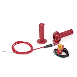 PUCKY New 7/8" 22mm Twist Throttle Accelerator Handle Grips and Cable Set with Kill On Off Switch for 50cc 110cc 150cc 250cc Mini Bike ATV Quad Pit Bike Dirtbike (红色)