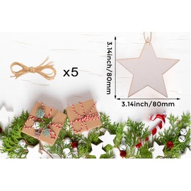 50 Unfinished Wooden Circles with Holes - Round Christmas Ornaments & Baubles - Round Wood Slices