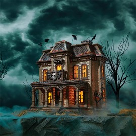Department 56 Elvira Mistress of The Dark Village Elvira's House Lit Building, 7.87 Inch, Multicolor